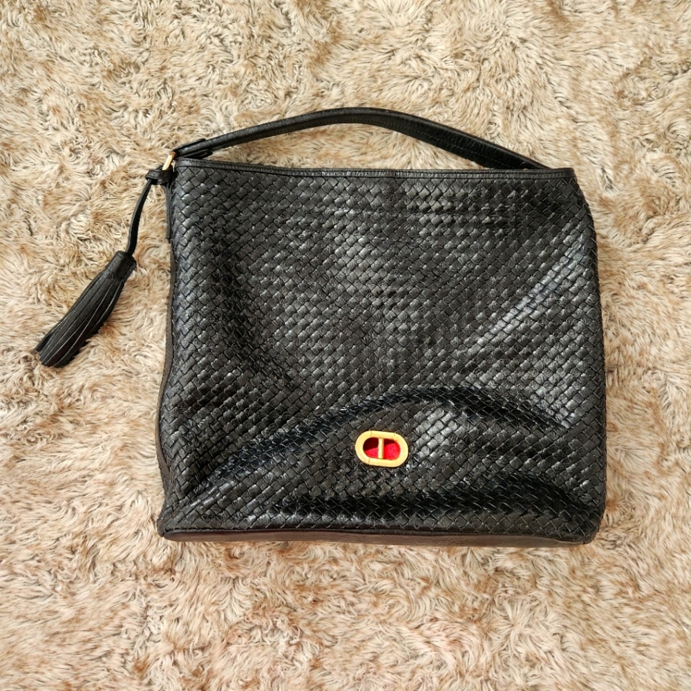 Elegant Black Woven Tote Bag